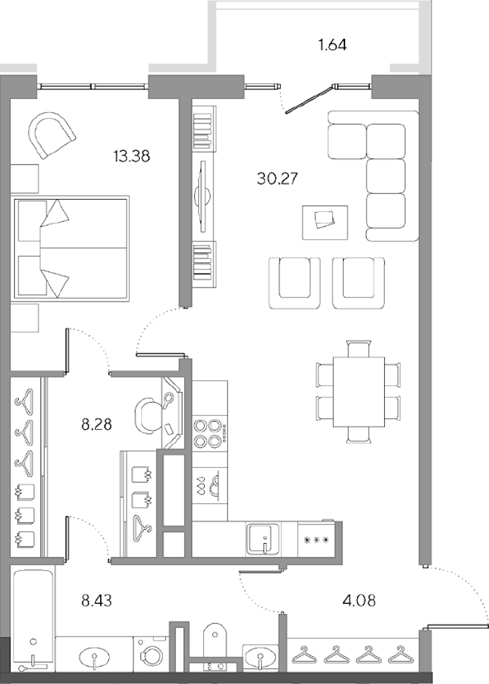 1-комнатная квартира 64.44 м², 3/9 эт., ЖК «LEGENDA Большой 67»